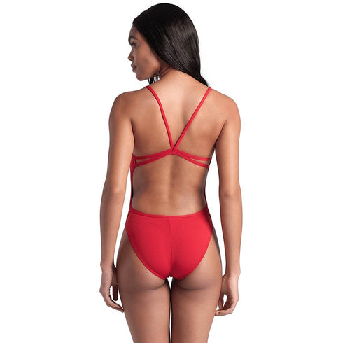 arena Solid Lace Back One-Piece Swimsuit