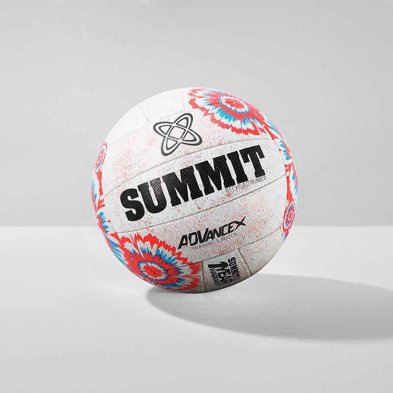 Summit netball with colorful design on a gray background