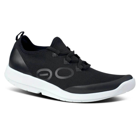 OOFOS Men's OOmg Sport Lace Shoe - Black/White