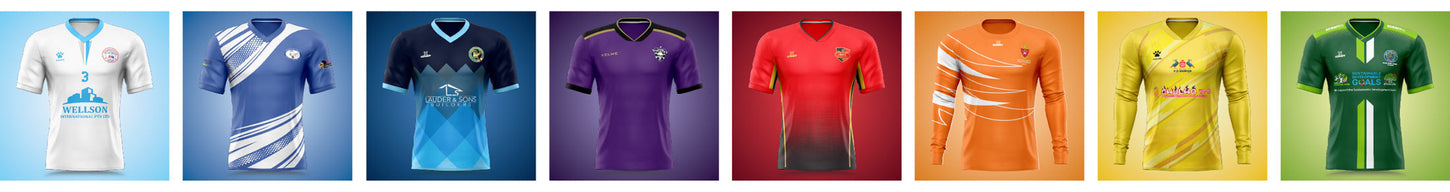 Custom jerseys in a variety or colours and designs. Add your logo and team colours to your uniform.