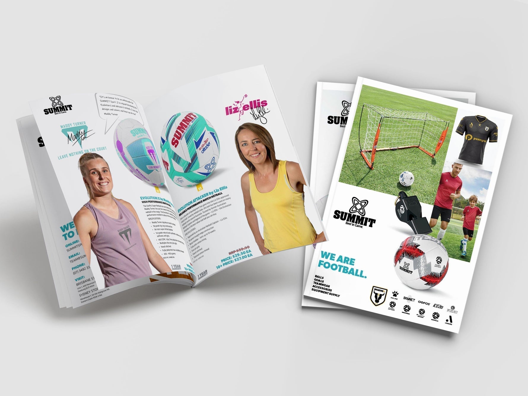Summit sport catalogues for clubs and schools, adidas, fox 40, oofos