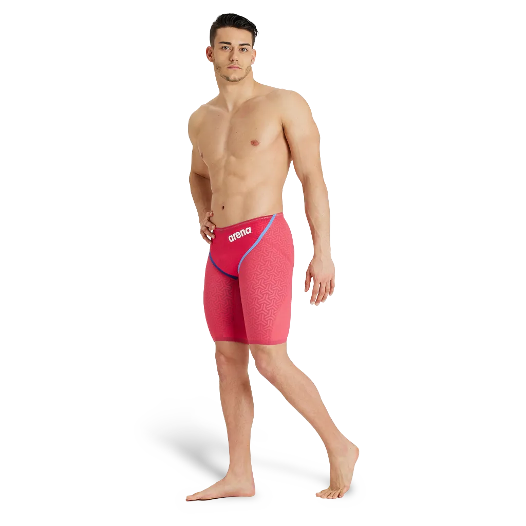 Mens swimwear. Man wearing arena swimming jammers
