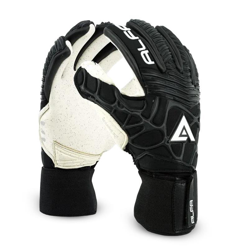 Professional Goalie Gloves for football in black and white