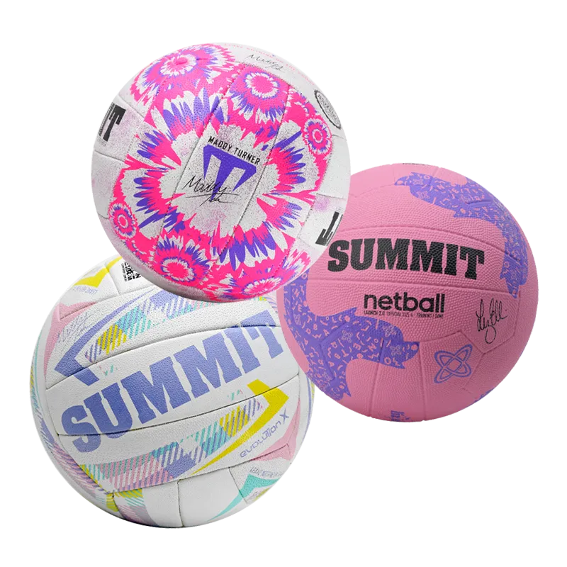 SUMMIT Match grade netball by Liz Ellis. For professional netball teams to use in games and senior trianing. Shop for Maddy Turner professional netballs at SUMMIT