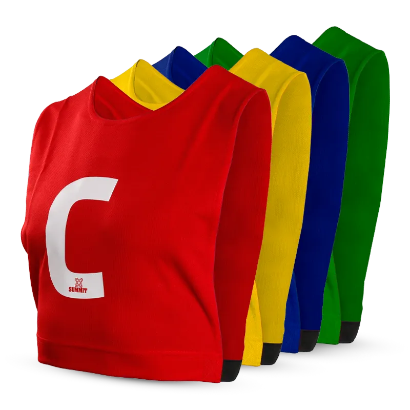 Red Netball Bib by SUMMIT Sport. C for Centre bib can also come in Green, Blue and Yellow. Availabel in sizes Adult and Kids. Shop Netball Equipment for netball clubs, schools, adults and kids.