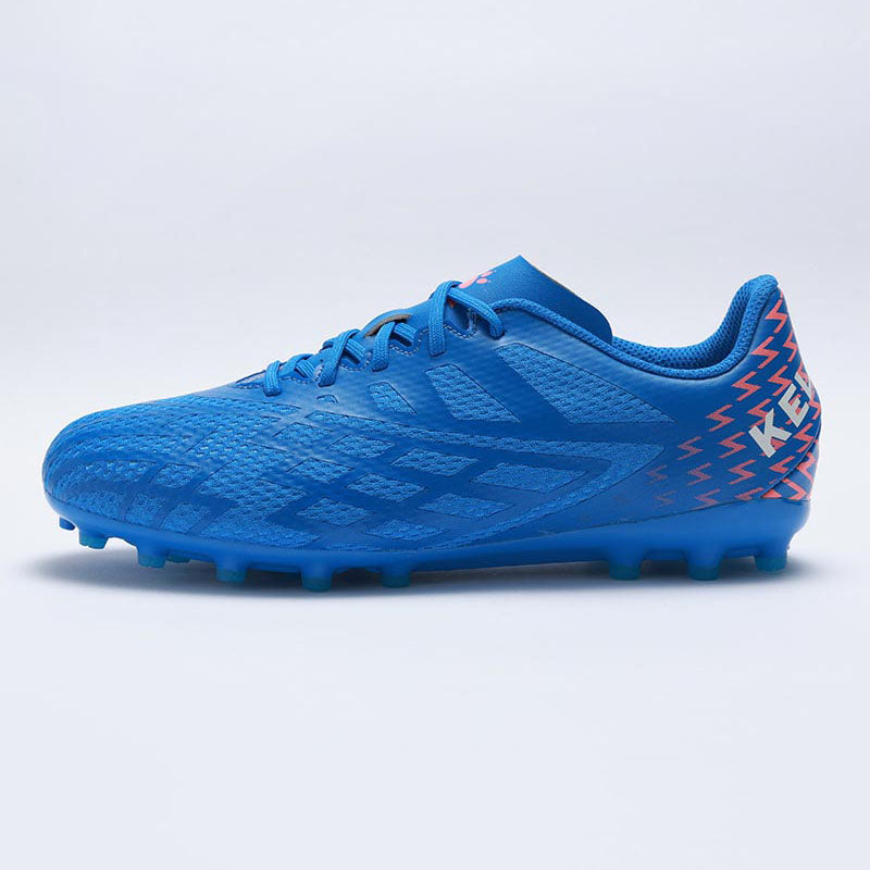 KELME Bolt Football Boots in sapphire blue, side view of single shoe