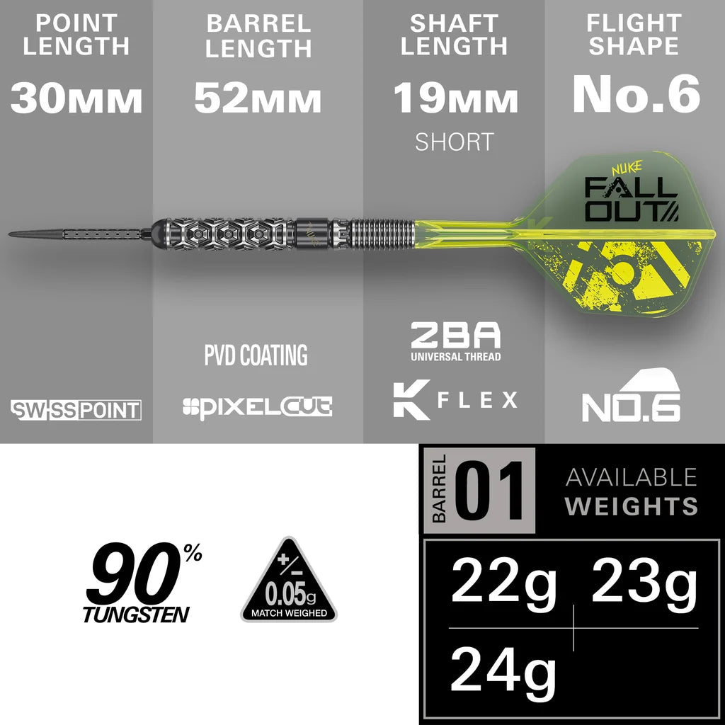 TARGET Luke Littler Nuke Fallout 90% Steel Tip Darts