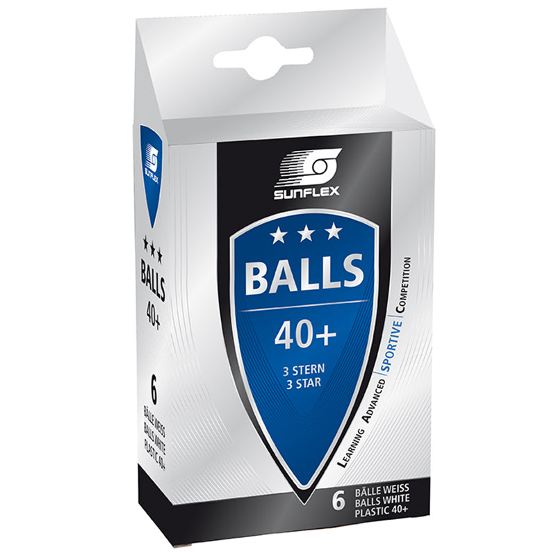 SUNFLEX 3 Star 40+ Table Tennis Balls - WHITE