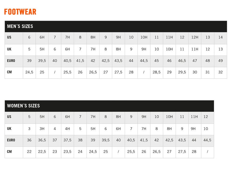 361 Degrees Footwear Size Chart for Running and Basketball shoes