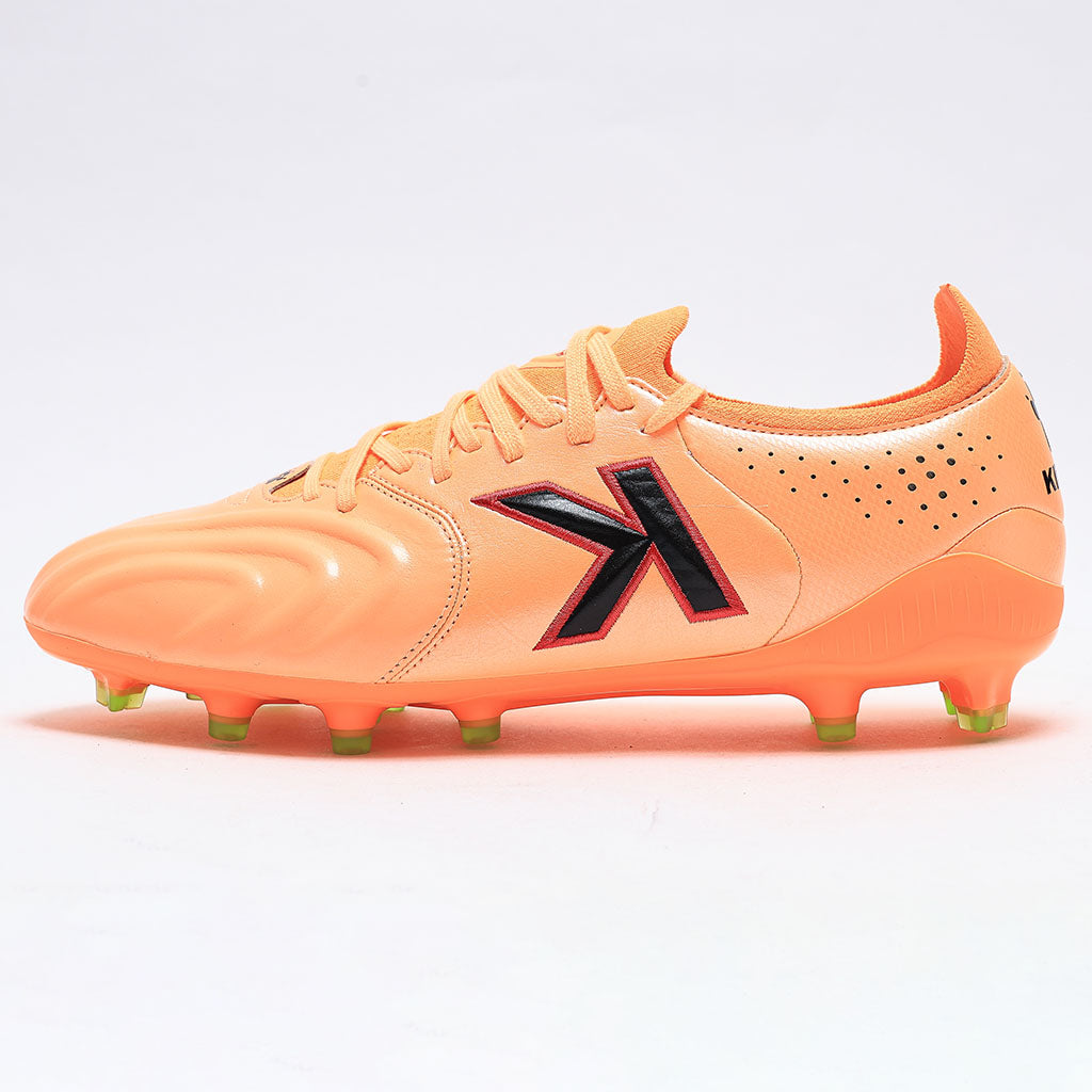 KELME Kanga X Football Boots in coraline orange, side view of single shoe
