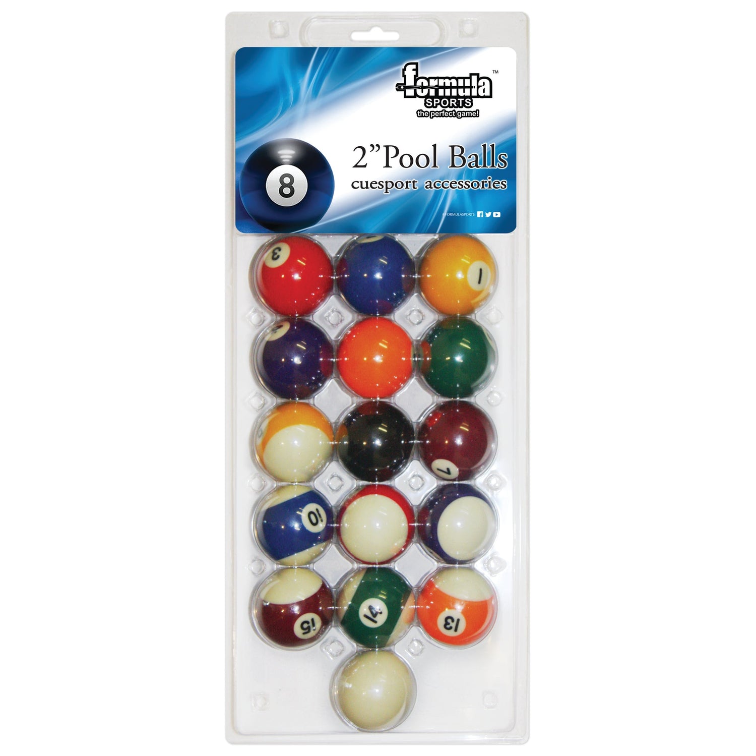 Formula Sports Standard 2" Pool Balls Blister Pack