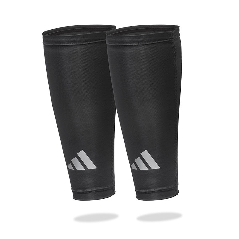 pair of aeroready Calf Sleeves in black, with adidas logo 