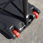 Close up of netball stand base and wheels