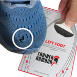 Trainer Armour Big Toe Hole Preventer is a reinforced self-adhesive patch and applicator system that prevents your big toe wearing a hole in your expensive trainers, running shoes or fabric footwear.