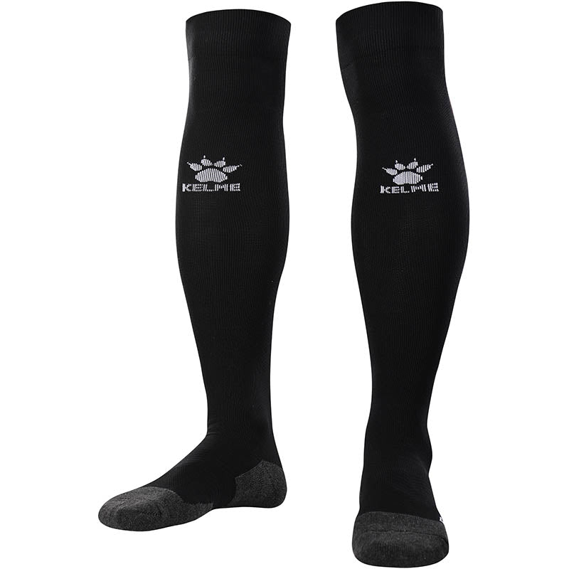 Kelme Football Grip Socks in black colour and long. Football knee high grip socks for professional soccer players
