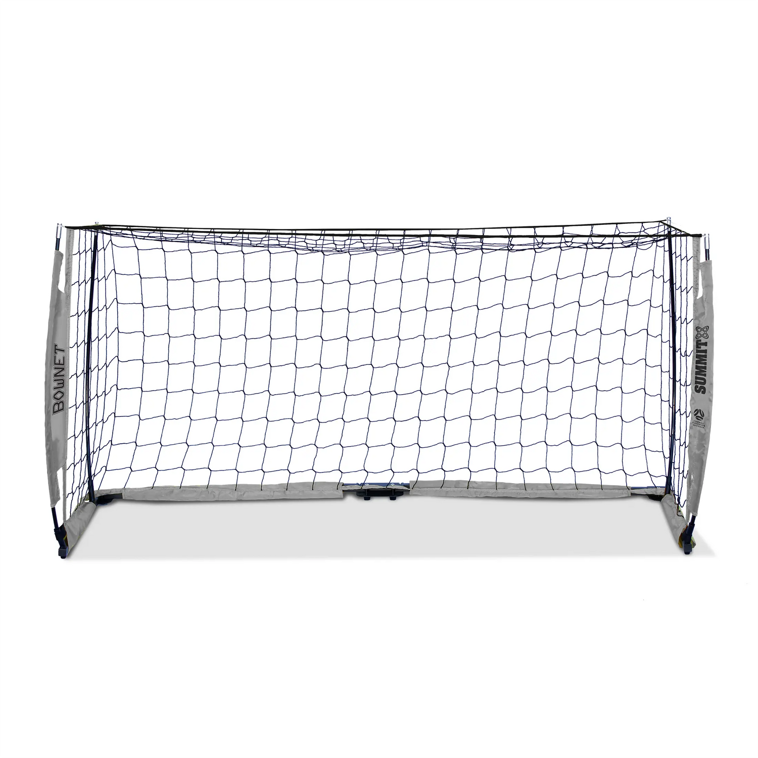 Bownet 1x2m portable soccer goal front. Football Australia approved 100cm x 120cm goal by SUMMIT Sport.