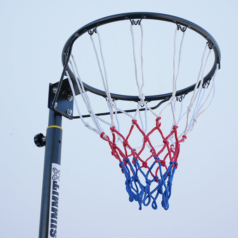 Netball ring against a light blue background