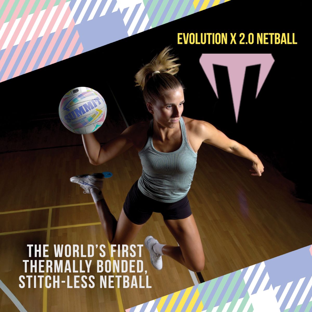 Maddy Turner playing netball with 'Evolution X 2.0 Netball'.