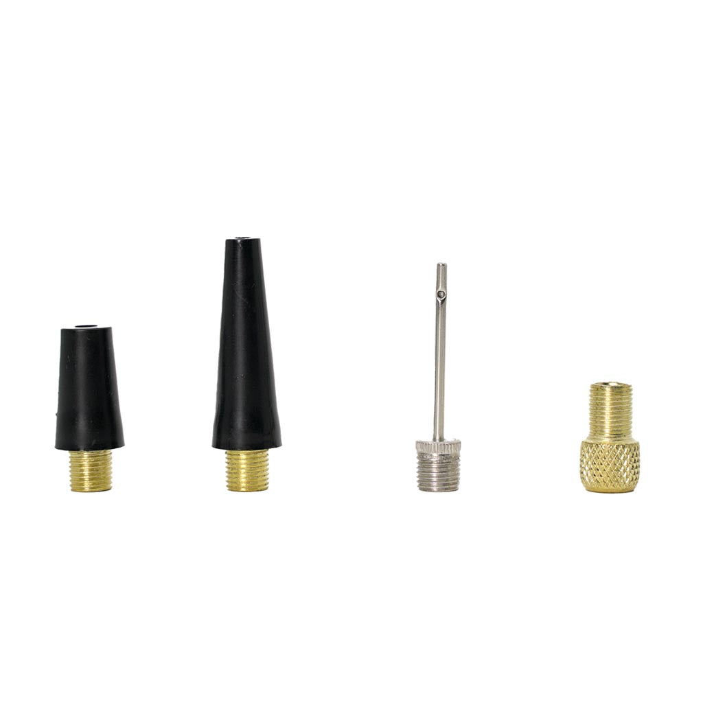 SUMMIT Portable Electronic Pump inflation valves. Included with electric pump. Comes with ball needle, bicycle tube adaptor and plugs for different holes sizes.