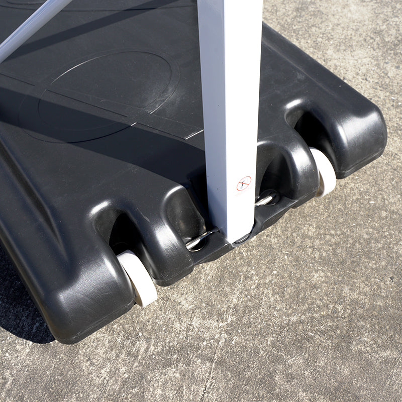 Close up of netball stand base and wheels