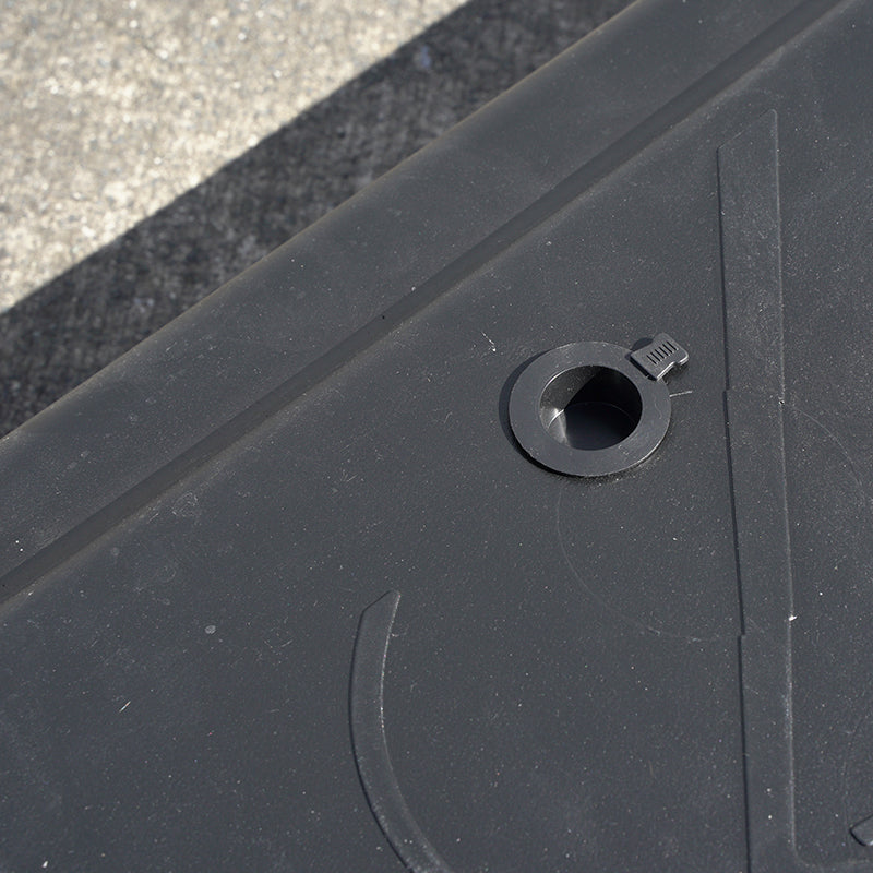 Close up of netball stand base showing where you add the water or sand
