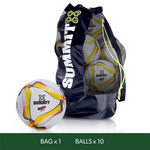 Football Australia Futsal Ball Senior Pack including 10x premium futsal balls and a heavy duty ball bag