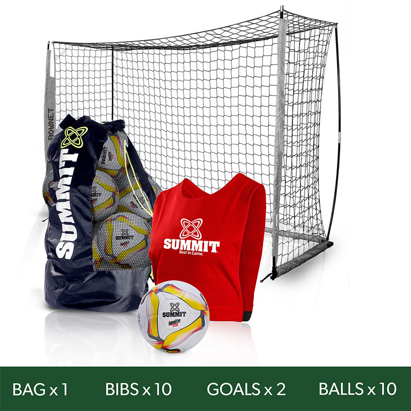 Football Australia Futsal Ball Senior Pack including 10x premium futsal balls, 10 bibs, 2 bownet goals and a heavy duty ball bag