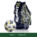 Football Australia pack by summit sport, including 10 balls and 1 heavy-duty ball-bag 