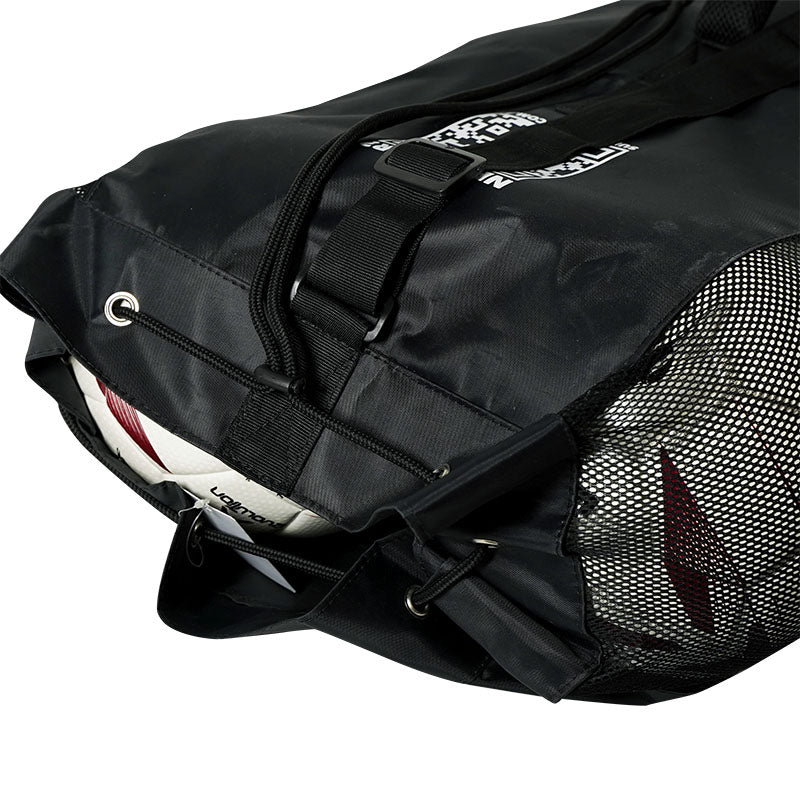 Close up view of heavy duty 8 ball bag showing draw string with spring-lock closure