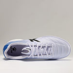 KELME Neo Sr Turf Boots for artificial surfaces - in grey and blue colour. Shot from above showing the inside of shoe