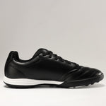 KELME Neo Sr Turf Boots for artificial surfaces - in black and white colour. Side view of single shoe.