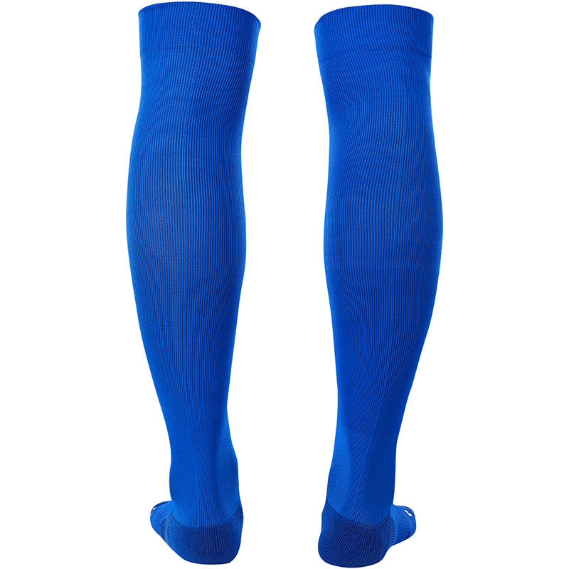 Kelme Football Grip Socks Blue rear photo. Showing long football socks from behind in blue colour