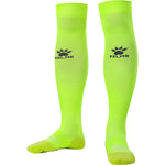 Kelme Football Grip Socks Yellow long front facing. Football knee high grip socks for professional soccer players