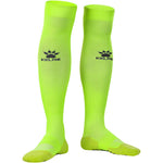 Long fluro yellow grip socks by Kelme. Forward facing non slip socks in fluro yellow for soccer. 