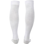 White football grip socks used for football. Long knee high football grip socks used for soccer players.