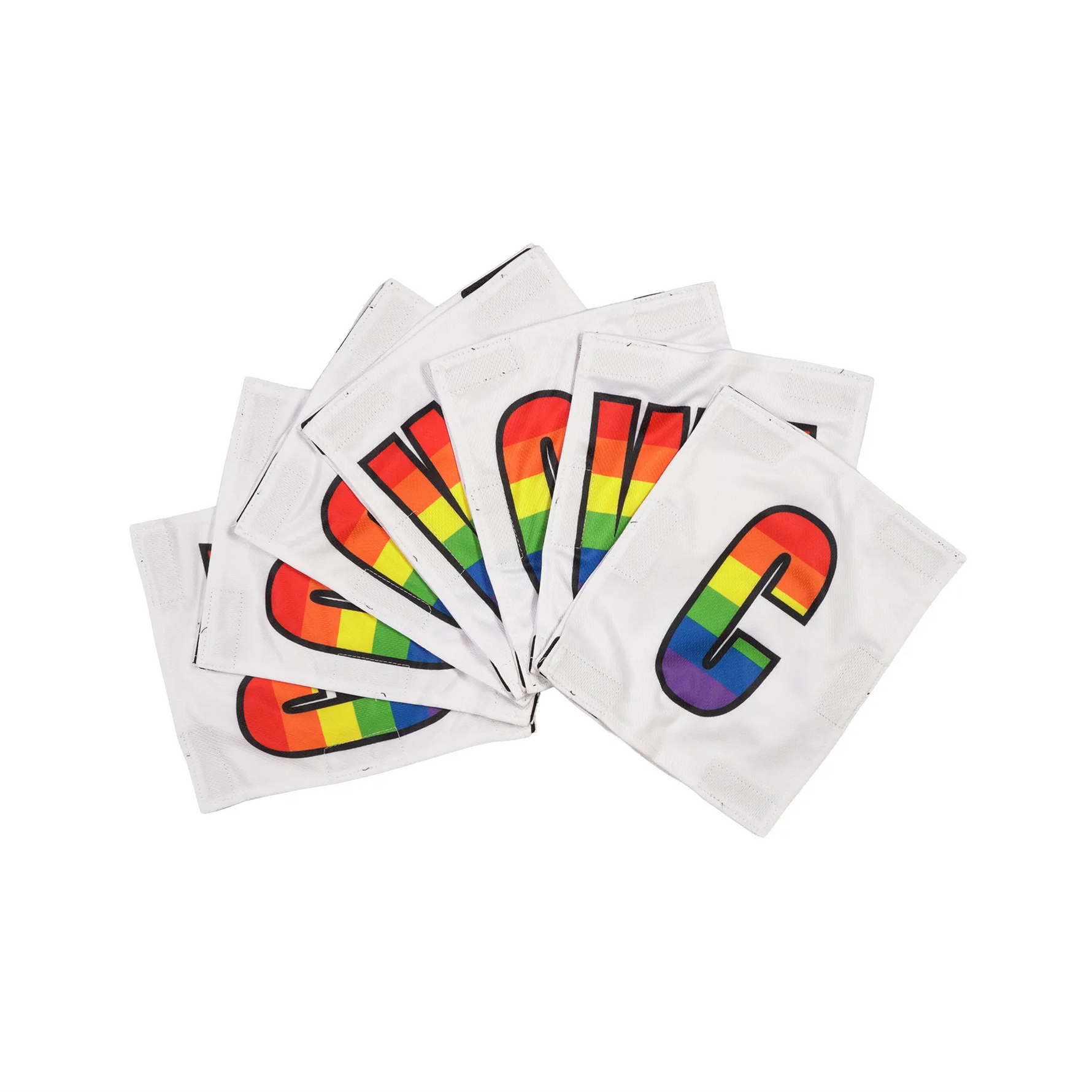 Netball dress team patches in white with rainbow printed positions