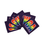 purple and rainbow team netball dress patches