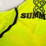 Close up of fluro mesh on sports bib