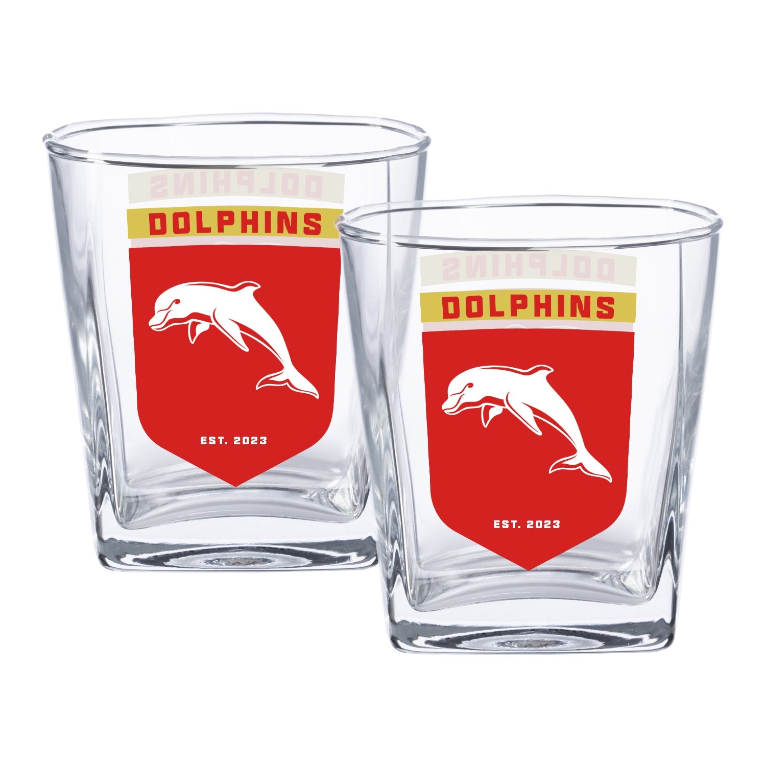 NRL Dolphins 2-Pack Spirit Glasses