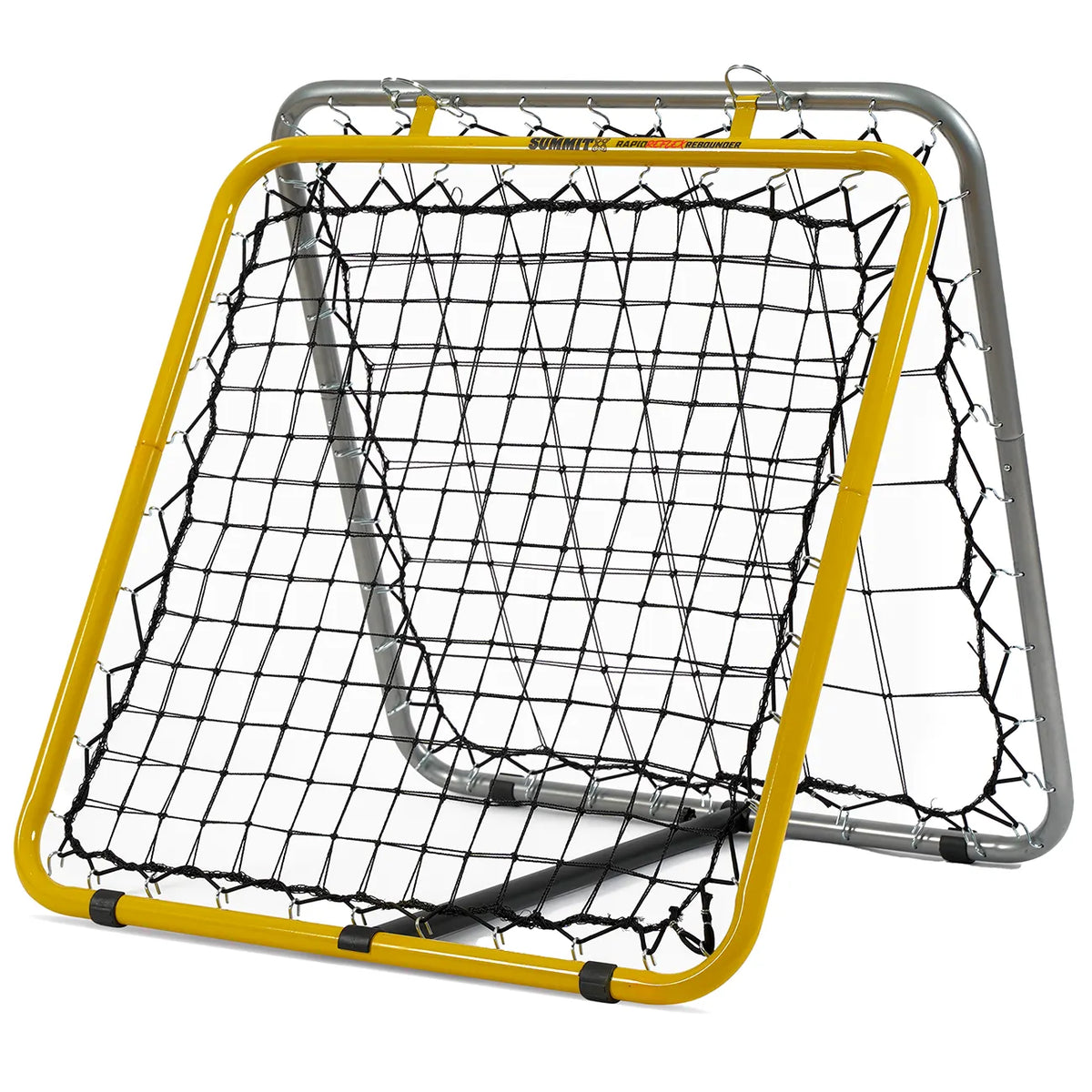 Summit rapid reflex rebounder, silver and yellow portable freestanding sports rebound net