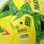 Matildas offical size 5 ball close up of the valve panel showing Football Australia sticker for official licensed ball. 