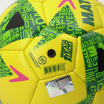 close up of the valve panel and offical Football Australia sticker for the Matildas Soccer ball i n size 1