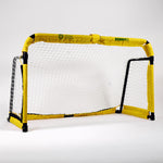 SUMMIT 6ft metal aluminium folding soccer goal. 180cm wide training and match grade soccer goal for junior footballers to play soccer. Folds down for portable soccer games.