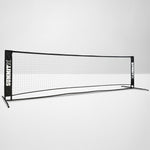 Portable tennis net with Summit branding on a white background