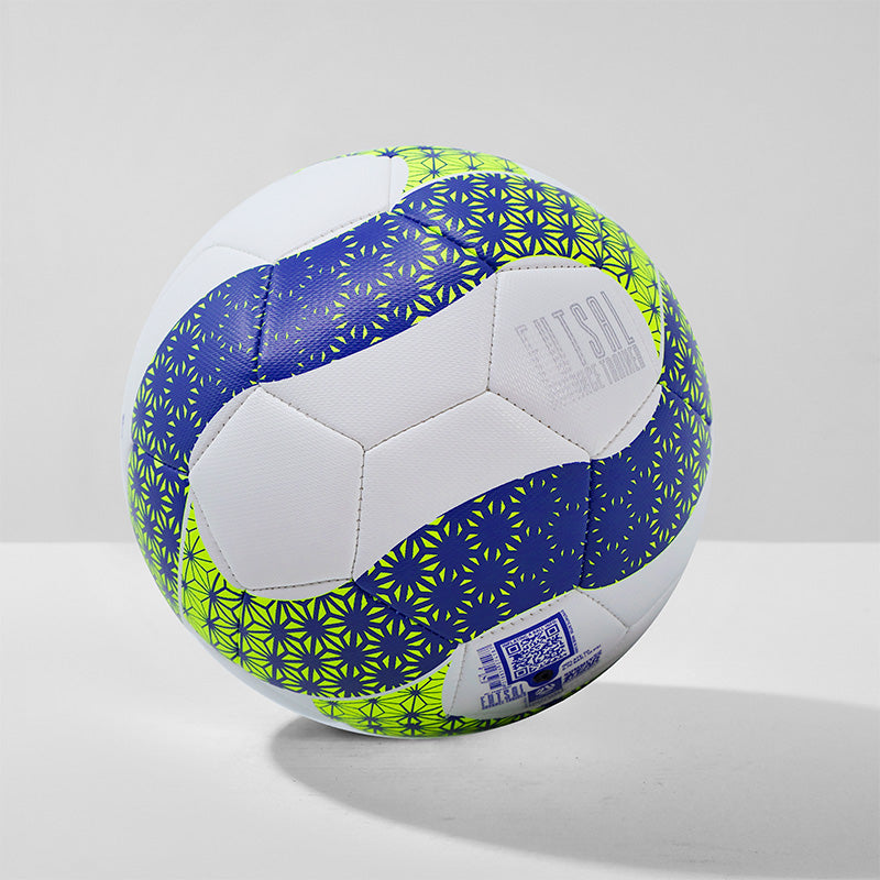 Football Australia Advance Futsal Ball Size 4 - senior ball for indoor soccer - white, neon yellow and navy