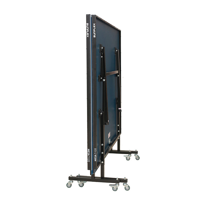 SUNFLEX Mesa T-120 table tennis table in folded position and ready for storage.