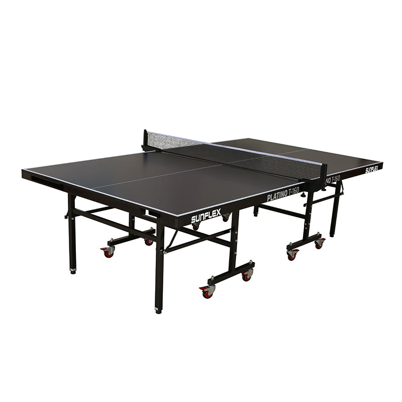 SUNFLEX Platino T-160 Table Tennis Table photo front side in normal play mode with net 