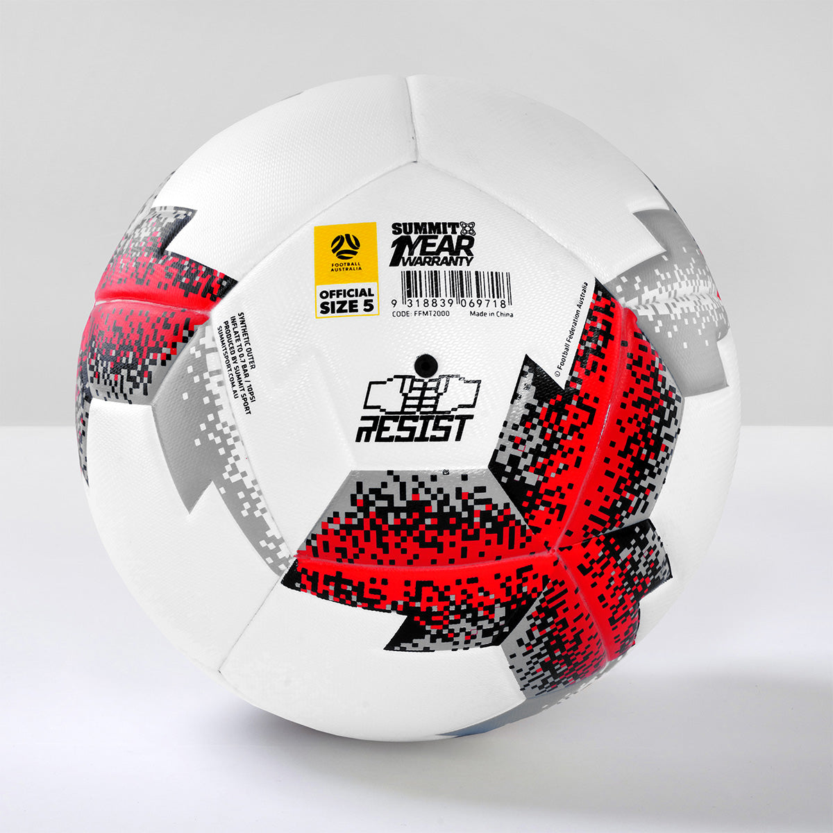 Close up of Resist football australia Soccer Ball. 