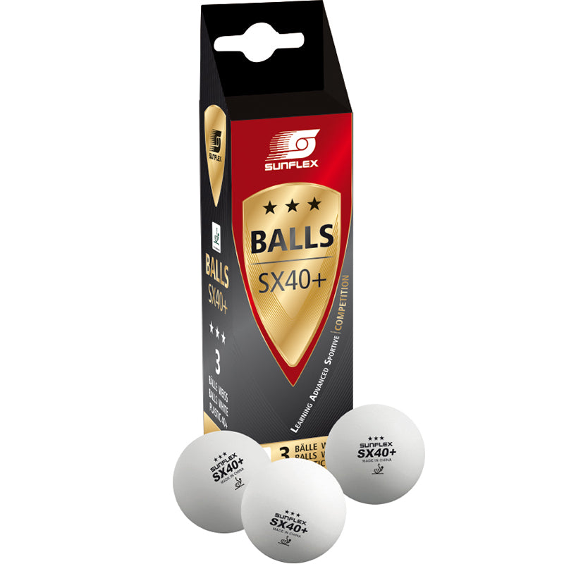 SUNFLEX 3 Star 40+ ITTF Table Tennis Balls - WHITE