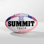 SUMMIT Full size touch rugby ball for training and matches. White, navy and fluro orange colours.
